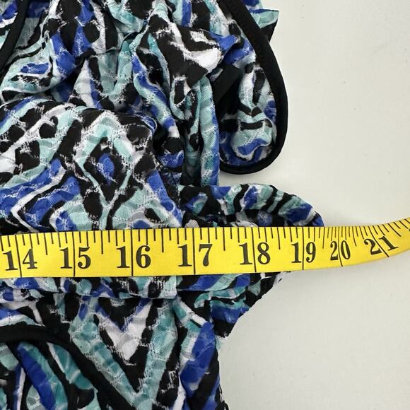 ECI New York Blouse Womens Large Blue Flutter Sleeve Costal Flowy Capsule - Picture 11 of 13